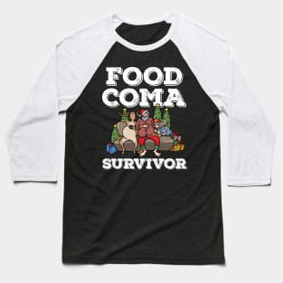 Foodie Gifts Santa Claus Food Coma Funny Christmas Pun Baseball T-Shirt